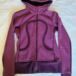 Lululemon Athletica Pink and Purple Striped Zip-Up Scuba